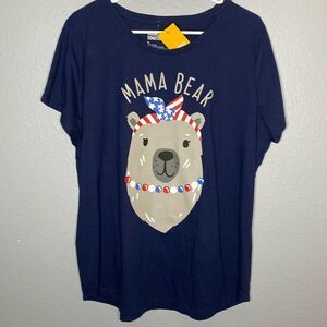 NWT Celebrate Together American Mama Bear Navy Short Sleeve Shirt Tshirt Size XL